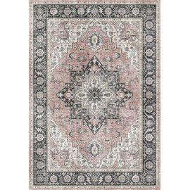 Tapis gris vintage plat rayé Nomeda