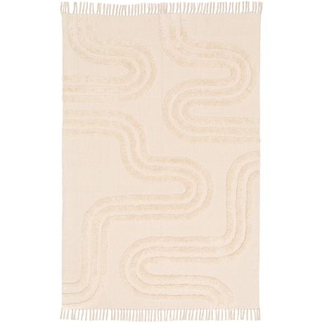 Tapis courbe coton avec franges moderne Ava