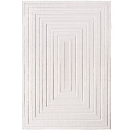 Tapis géométrique effet 3D moderne crème Delia