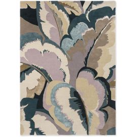 Tapis floral laine et viscose design tufté main Calathea