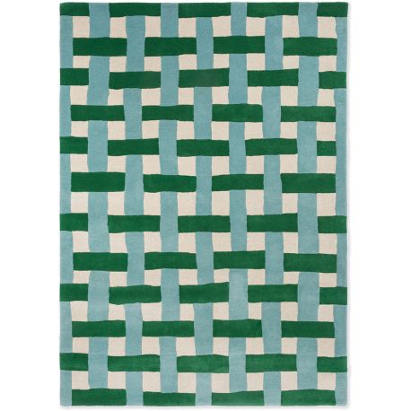 Tapis tufté main laine moderne rectangle Basketweave