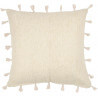 Coussin beige en coton tissé main avec franges et lurex Clea Nattiot