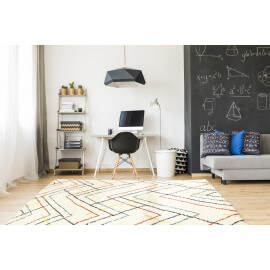 Tapis scandinave shaggy géométrique crème Novak