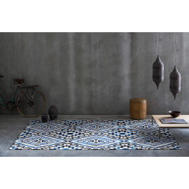 Tapis design en coton bleu plat Kinsasa