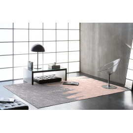 Tapis plat en coton rose et gris pour salon Leven