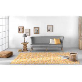 Tapis jaune de salon plat design en coton Nicosia