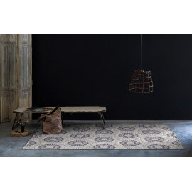 Tapis moderne gris et bleu en coton plat Olimpia