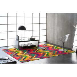 Tapis multicolore design pour salon plat Otori