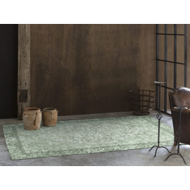 Tapis vintage vert plat rectangle Roseto