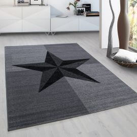 Tapis gris pour salon étoile design Hipora