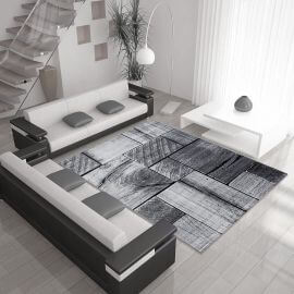 Tapis effet bois design noir Azureo