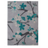 Tapis bleu contemporain floral en polyester Sakura