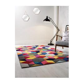 Tapis scandinave multicolore graphique pour salon Dynamic