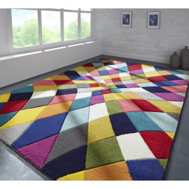 Tapis multicolore moderne rectangle à courtes mèches Rhumba