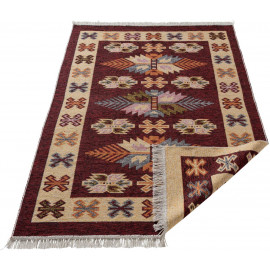 Tapis réversible plat kilim avec franges berbère Imlil