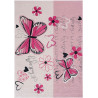 Tapis rose lavable en machine pour chambre de fille plat Papillon