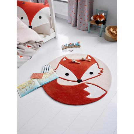 Tapis Rond En Polyester Pour Chambre D Enfant Orange Fox Esprit