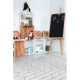 Tapis scandinave géométrique gris à courtes mèches Canterbury