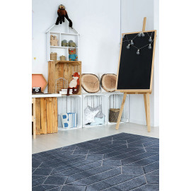 Tapis bleu marine scandinave rectangle graphique Leeds