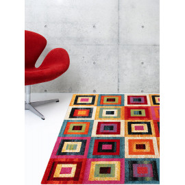 Tapis moderne cubique à courtes mèches rectangle Stratford