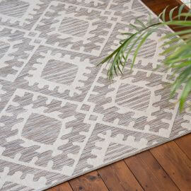 Tapis intérieur et extérieur blanc effet 3D ethnique Maronites