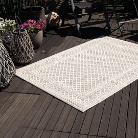 Tapis extérieur et intérieur blanc contemporain effet 3D Couvin