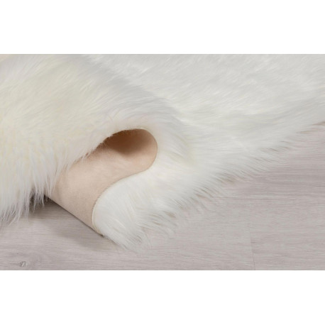 Ovale Soft Fluffy Faux Sheepskin Fur Area Tapis Blanc Fausse