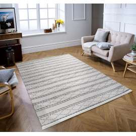 Tapis motif ethnique à franges lavable en machine Sofie