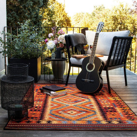 Tapis d'intérieur et extérieur ethnique géométrique Kobe